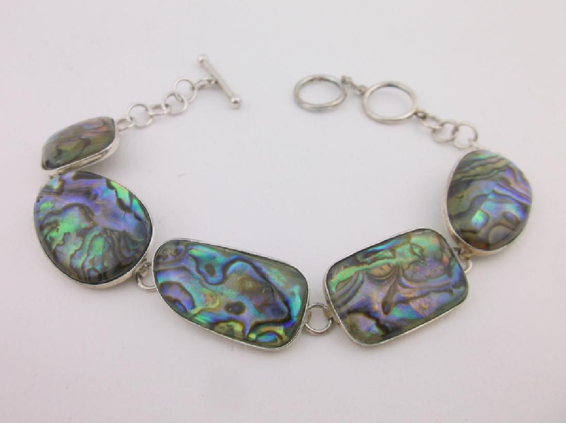 Stunning Sterling Silver Abalone Bracelet 8" (1 of 2)
