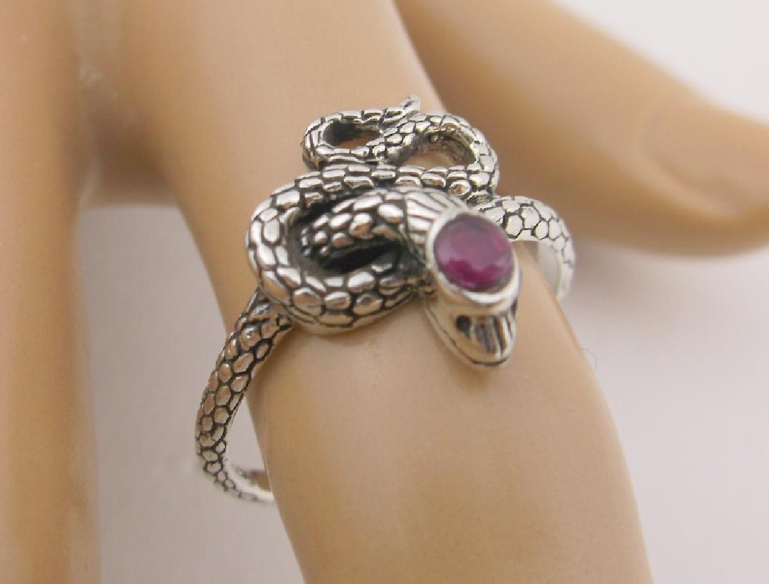 Stunning Sterling Silver Genuine Ruby Snake Ring 8.5 (1 of 2)