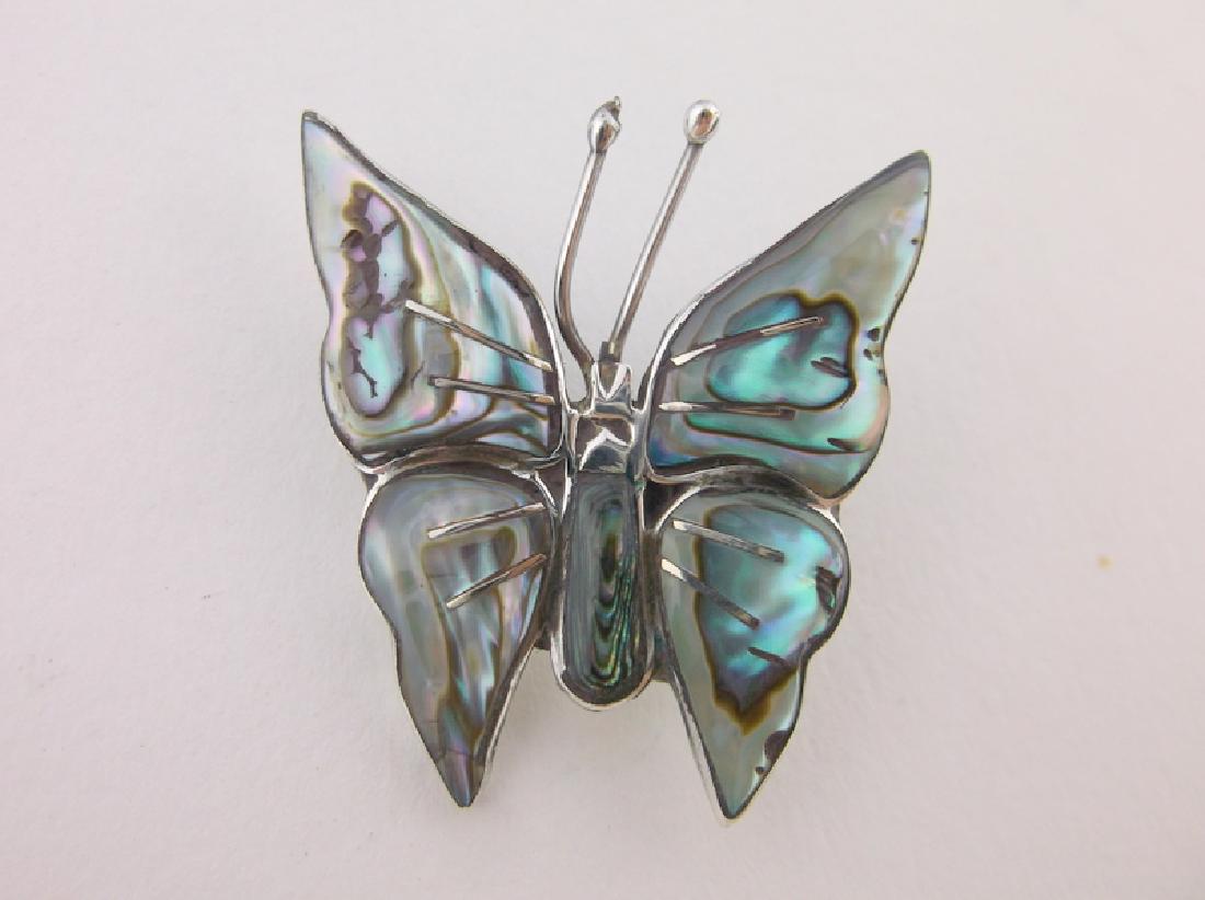 Stunning Vint Taxco Sterling Abalone Butterfly Brooch (1 of 2)