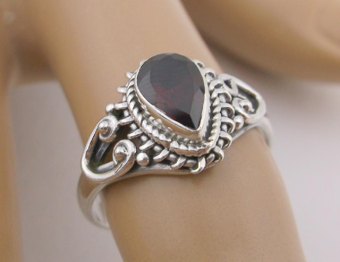 New Sterling Silver Genuine Garnet Ring 7 (1 of 1)