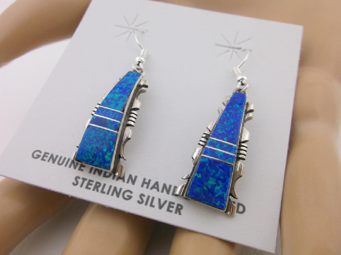 Steve Francisco Navajo Sterling Fire Opal Earrings (1 of 2)