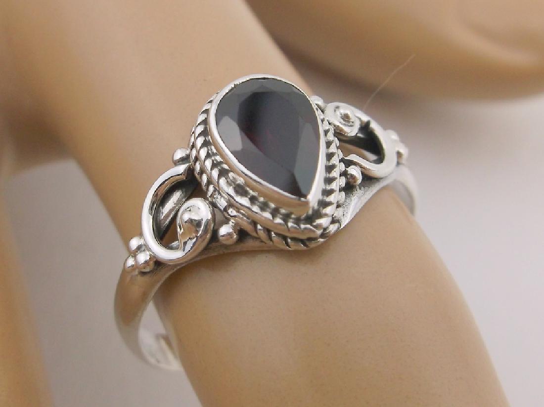 New Sterling Silver Genuine Garnet Ring 8 (1 of 1)