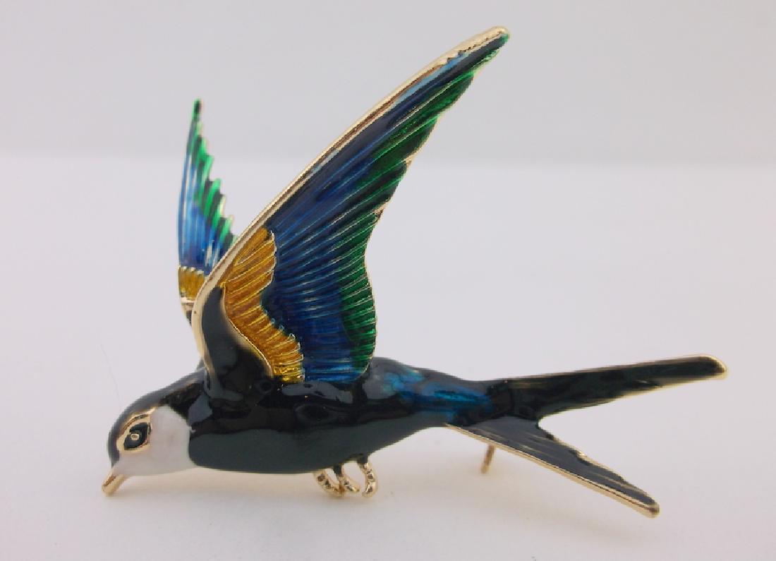 Stunning Enameled Sparrow 3D Brooch (1 of 3)