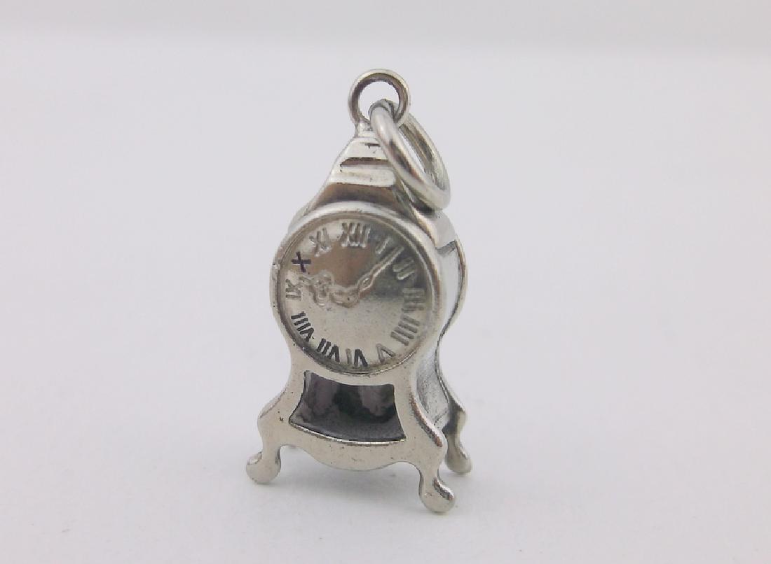 Stunning Antique Sterling Silver Clock Charm Pendant (1 of 2)