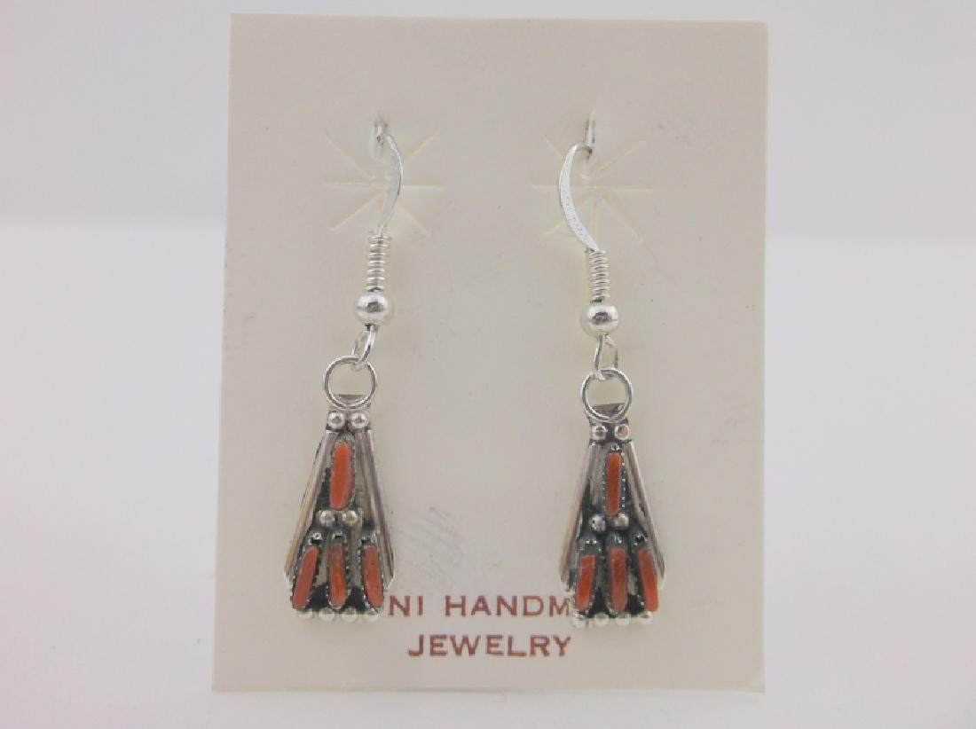 Stuart Lowasayati Zuni Sterling Red Coral Earrings (1 of 1)