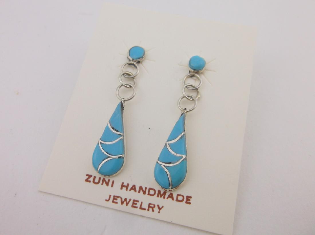 Sarah Bowannie Zuni Sterling Turquoise Earrings Stud (1 of 1)