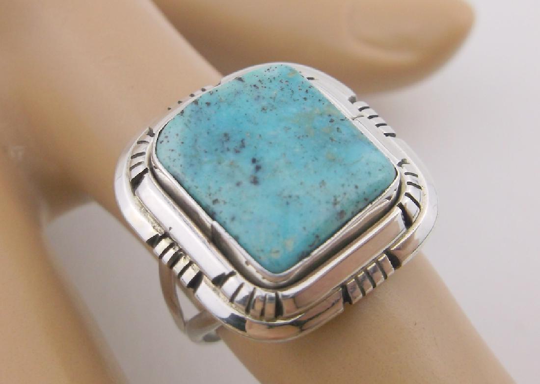 Scott Skeets Navajo Sterling King Turquoise Ring 7: Handmade Genuine Navajo, Solid Sterling Silver, in Like New Condition