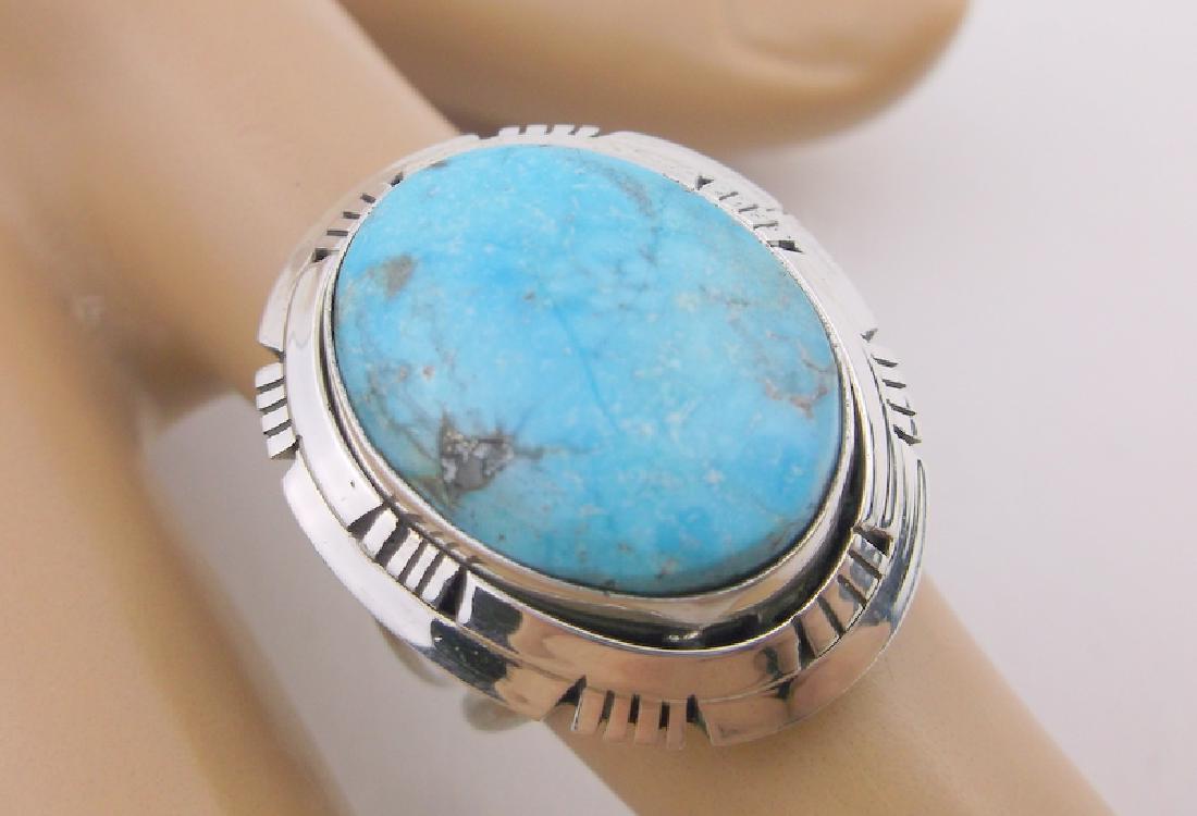 Scott Skeets Navajo Sterling King Turquoise Ring 8: Handmade Genuine Navajo, Solid Sterling Silver, in Like New Condition