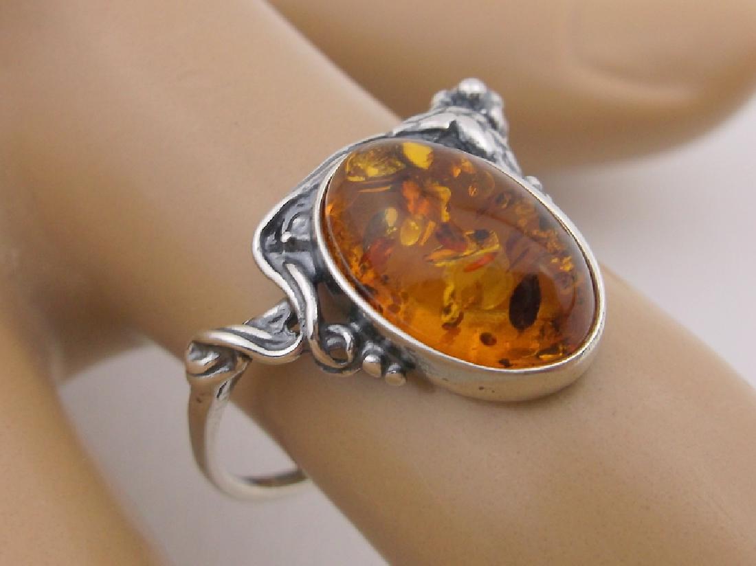 New Sterling Silver Genuine Amber Ring 7.5 (1 of 2)