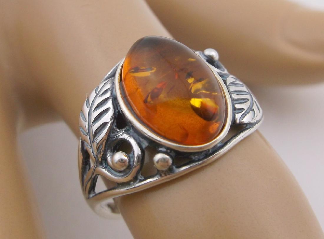 New Sterling Silver Genuine Amber Ring 6.5 (1 of 2)