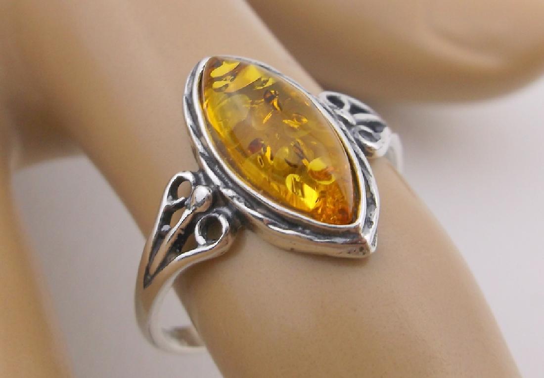 New Sterling Silver Genuine Amber Ring 8.5 (1 of 2)
