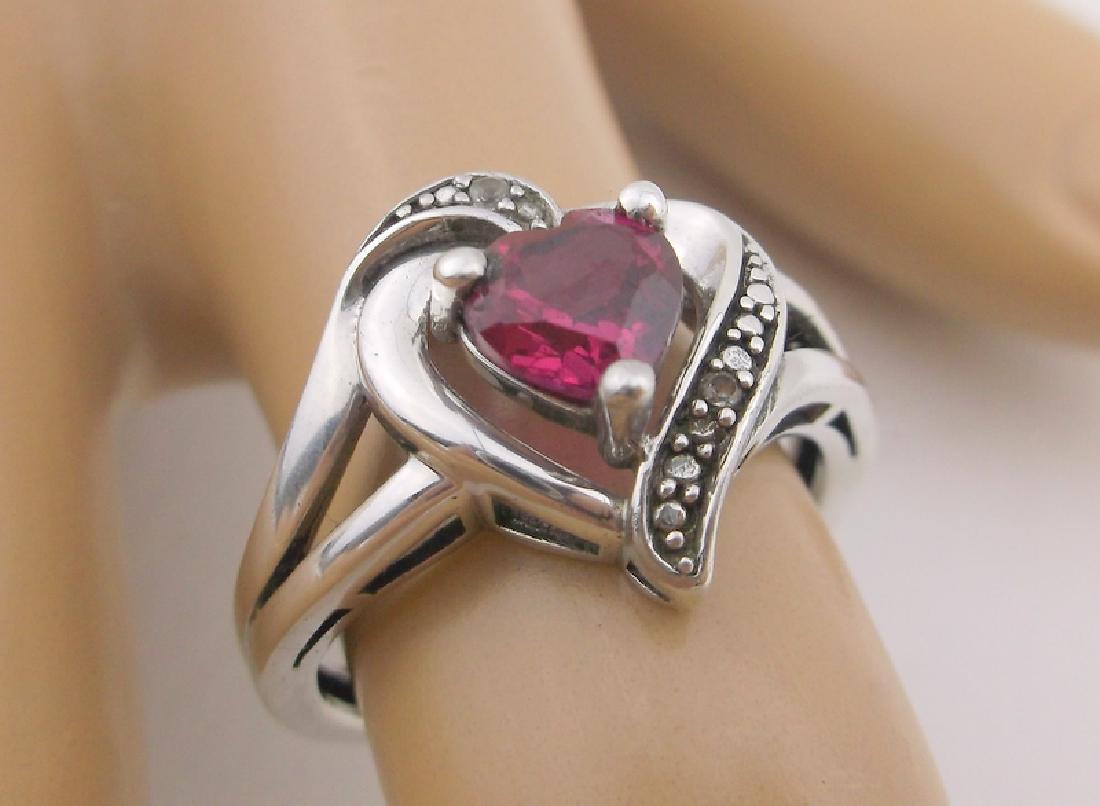 Stunning Sterling Silver 1ct Ruby Diamond Ring 7 (1 of 2)
