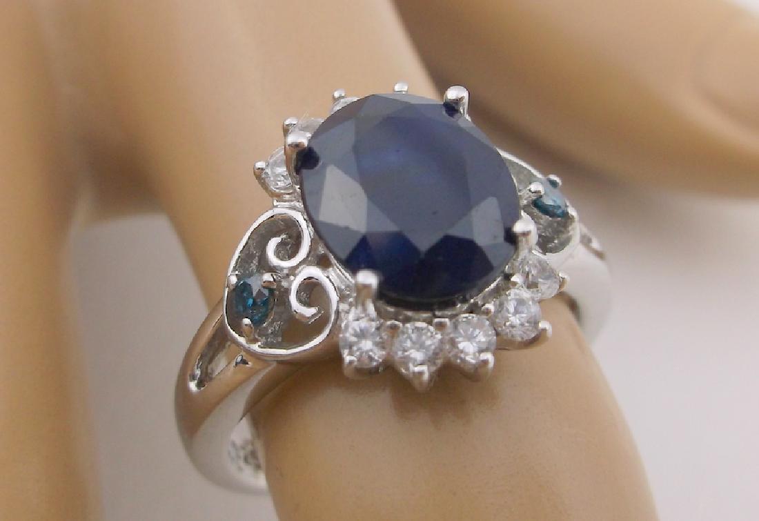 Incredible Sterling Sapphire Blue Diamond Ring 7 (1 of 5)