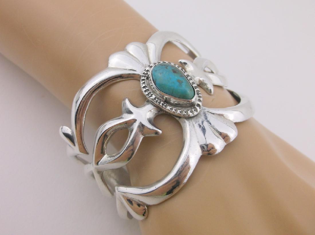 Huge Antique Navajo Sterling Turquoise Cuff Bracelet (1 of 6)