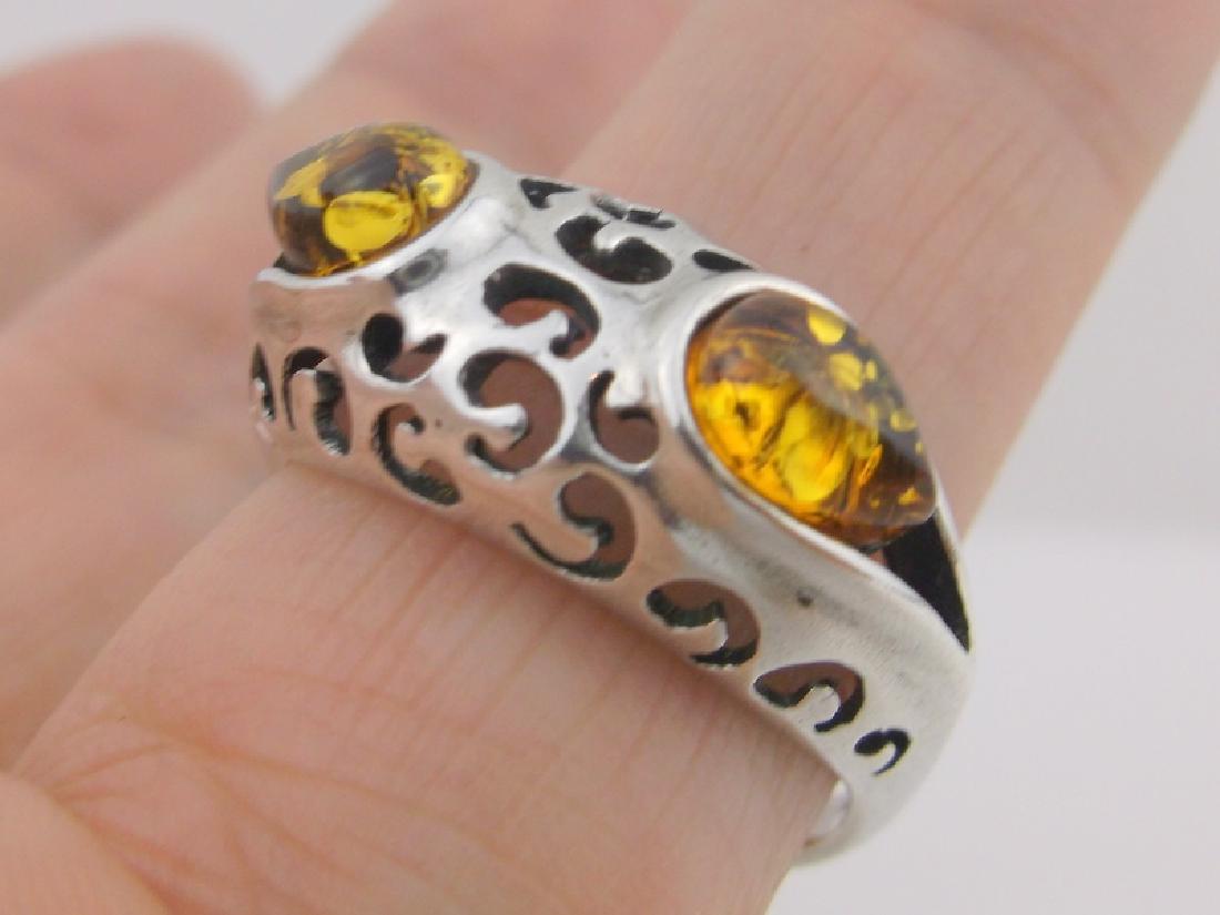 New Sterling Silver Genuine Amber Ring 7.5 (1 of 2)