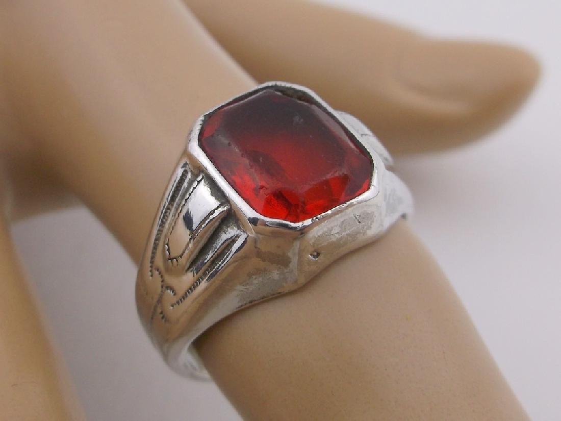 Antique Sterling Silver Red Stone Ring 6 (1 of 1)