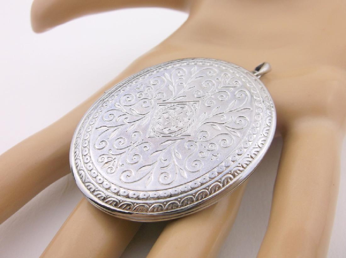Stunning Huge Antique Sterling Locket Pendant Heavy (1 of 3)