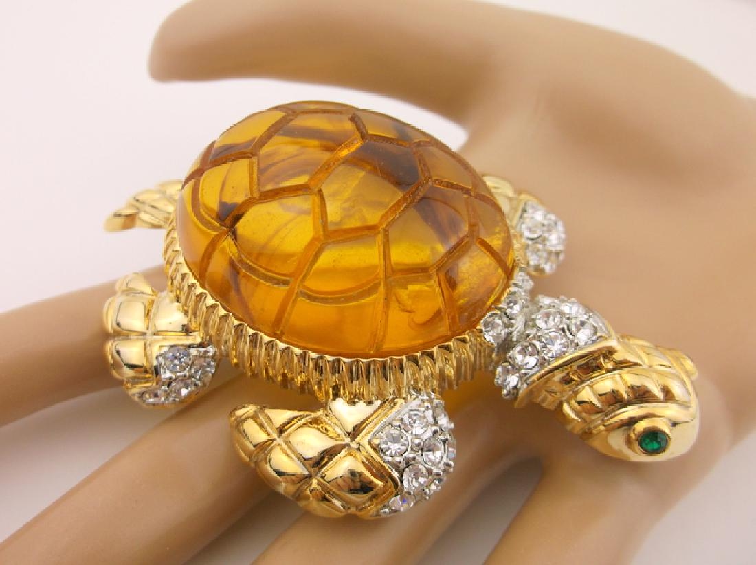 Stunning Huge Rhinestone Turtle Brooch Colorful (1 of 2)