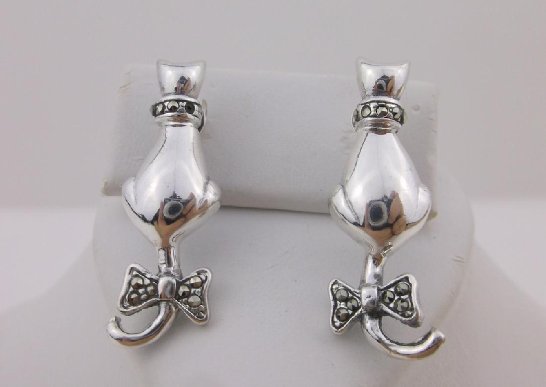 Stunning Sterling Silver Cat Stud Earrings (1 of 2)