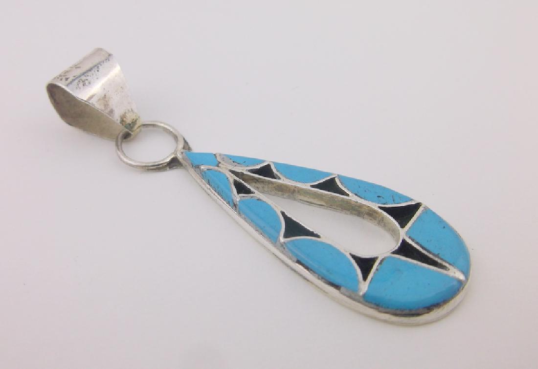 Emma Bowekaty Zuni Sterling Silver Turquoise Pendant (1 of 2)