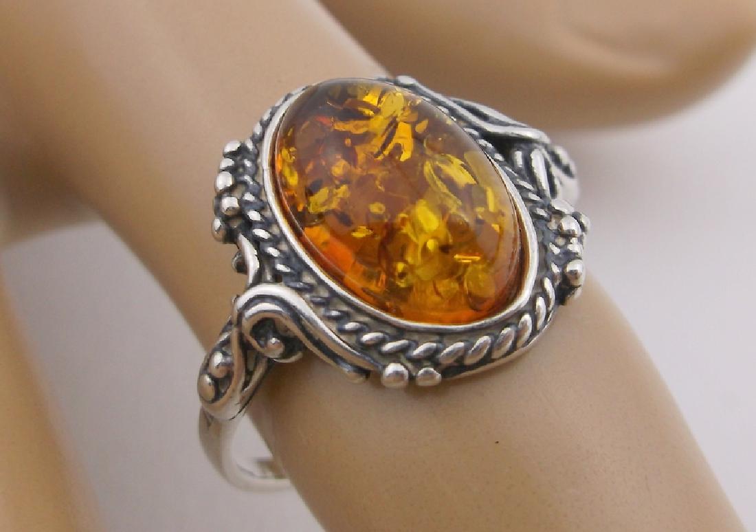 New Sterling Silver Genuine Amber Ring 7 (1 of 2)