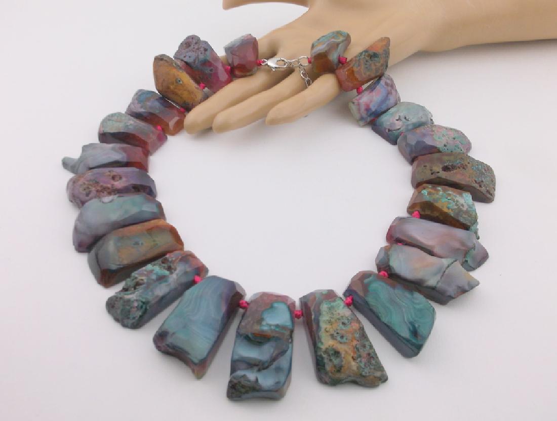 Incredible Huge Sterling Geode Agate Necklace 21" (1 of 9)