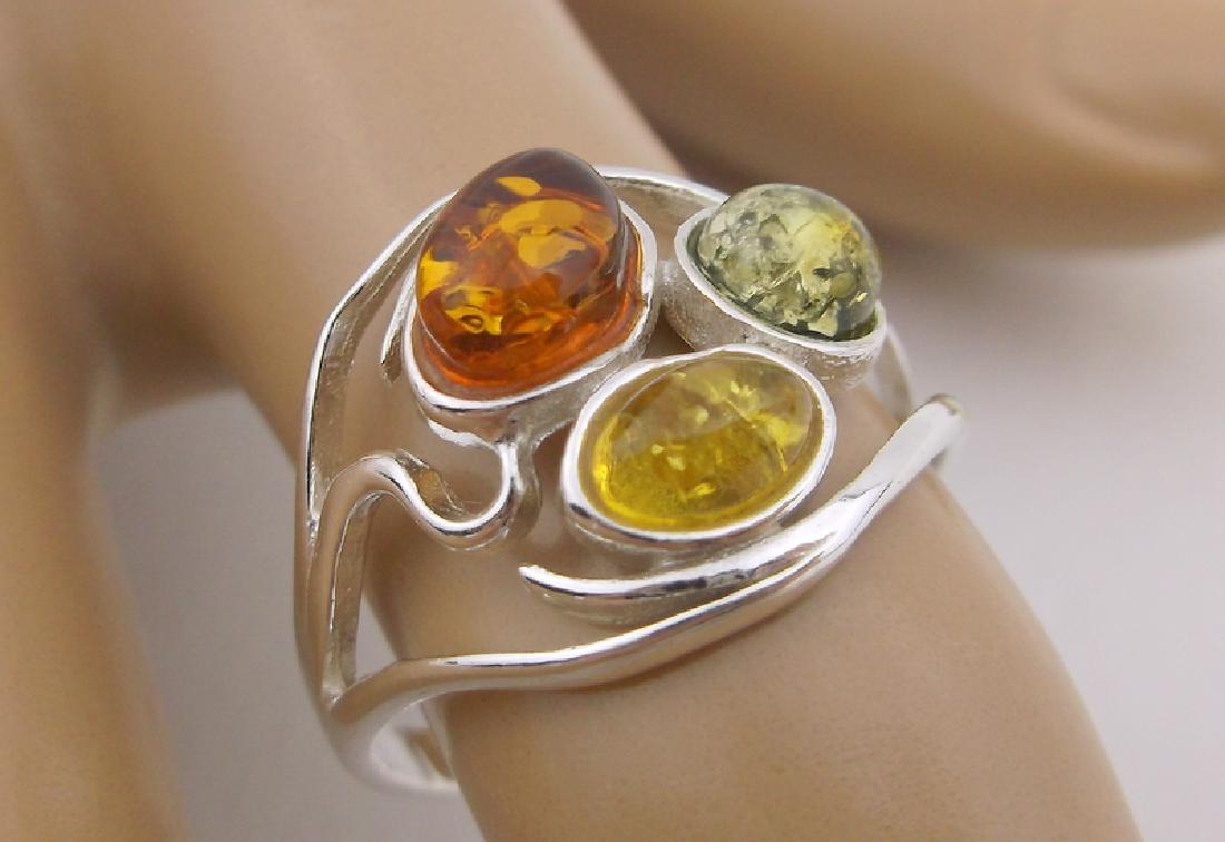 New Sterling Silver Genuine Amber Ring 8 (1 of 2)