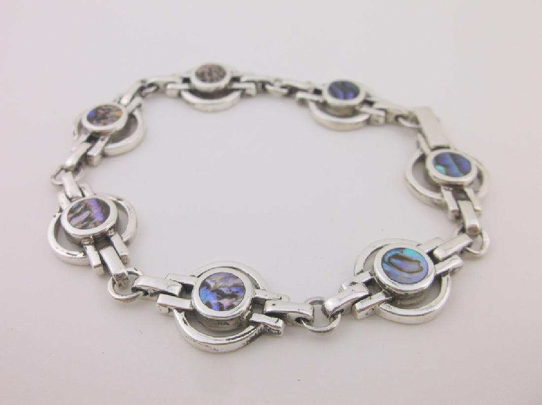Stunning Sterling Silver Abalone Bracelet Heavy 7" (1 of 2)