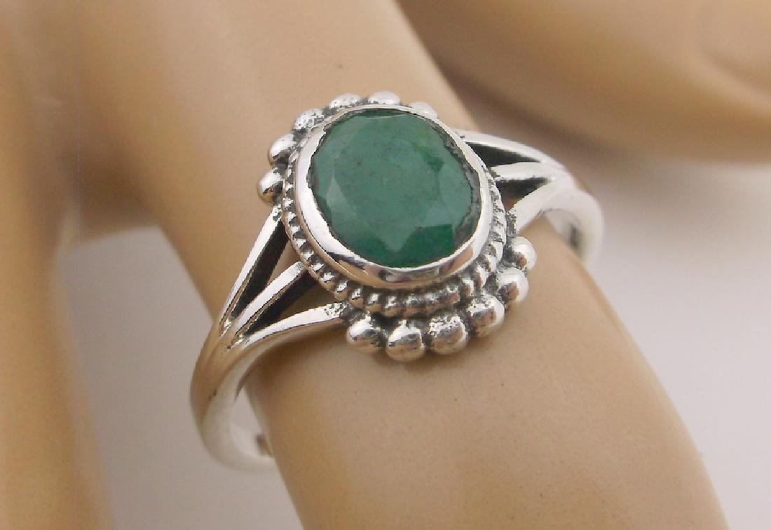 New Sterling Silver Genuine 2ct Emerald Ring 7 (1 of 1)