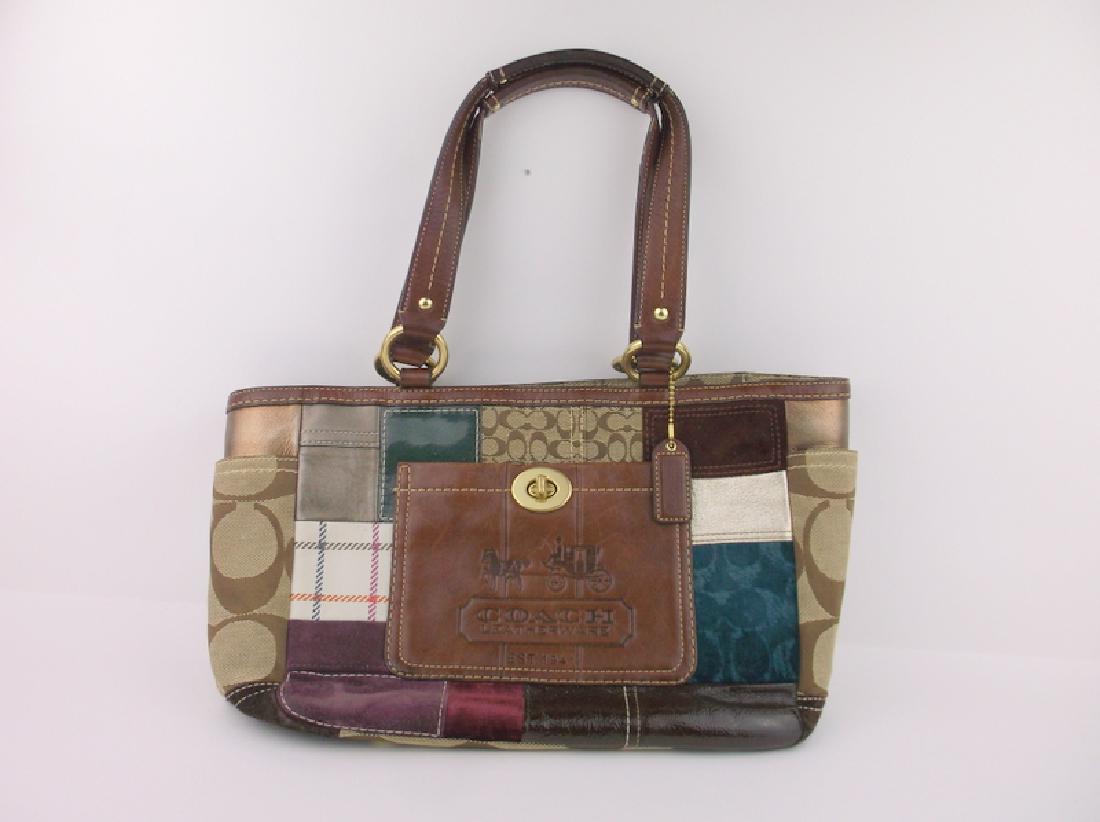Leather Canvas Coach Handbag Purse (1 of 5)