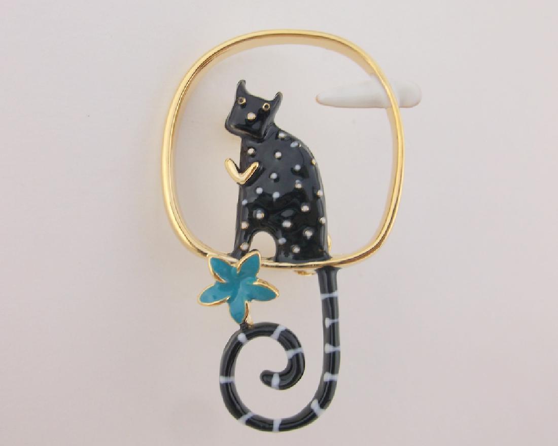 Stunning Enameled Cat Brooch (1 of 1)