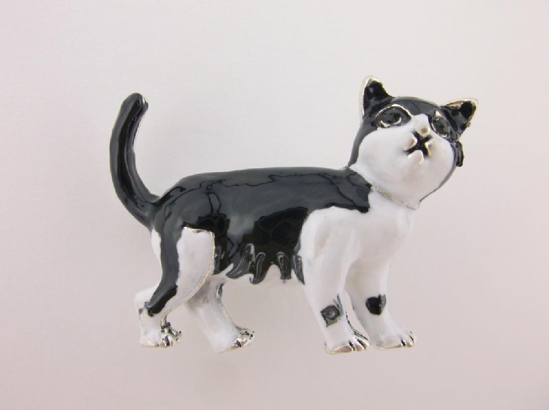 Stunning Enameled Rhinestone Cat Brooch (1 of 1)