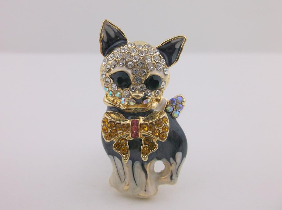 Stunning Enameled Rhinestone Cat Brooch (1 of 1)