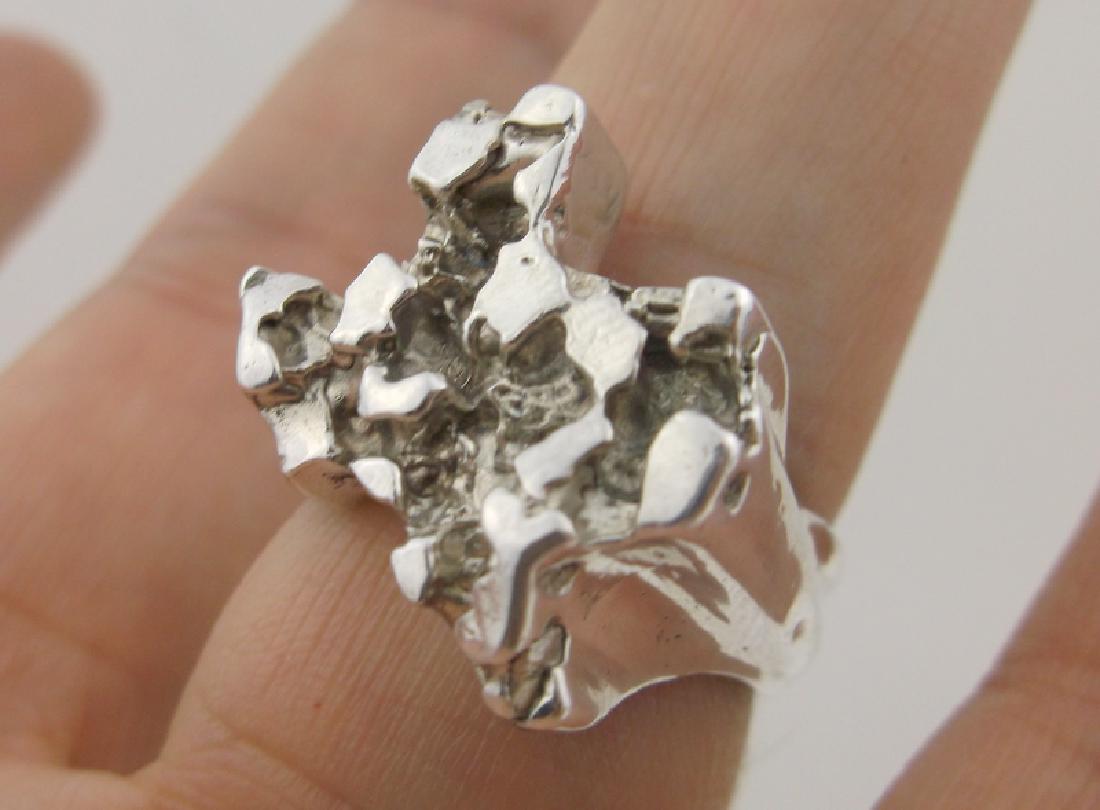 Stunning Heavy Vint Sterling Texas Nugget Ring 9 (1 of 5)