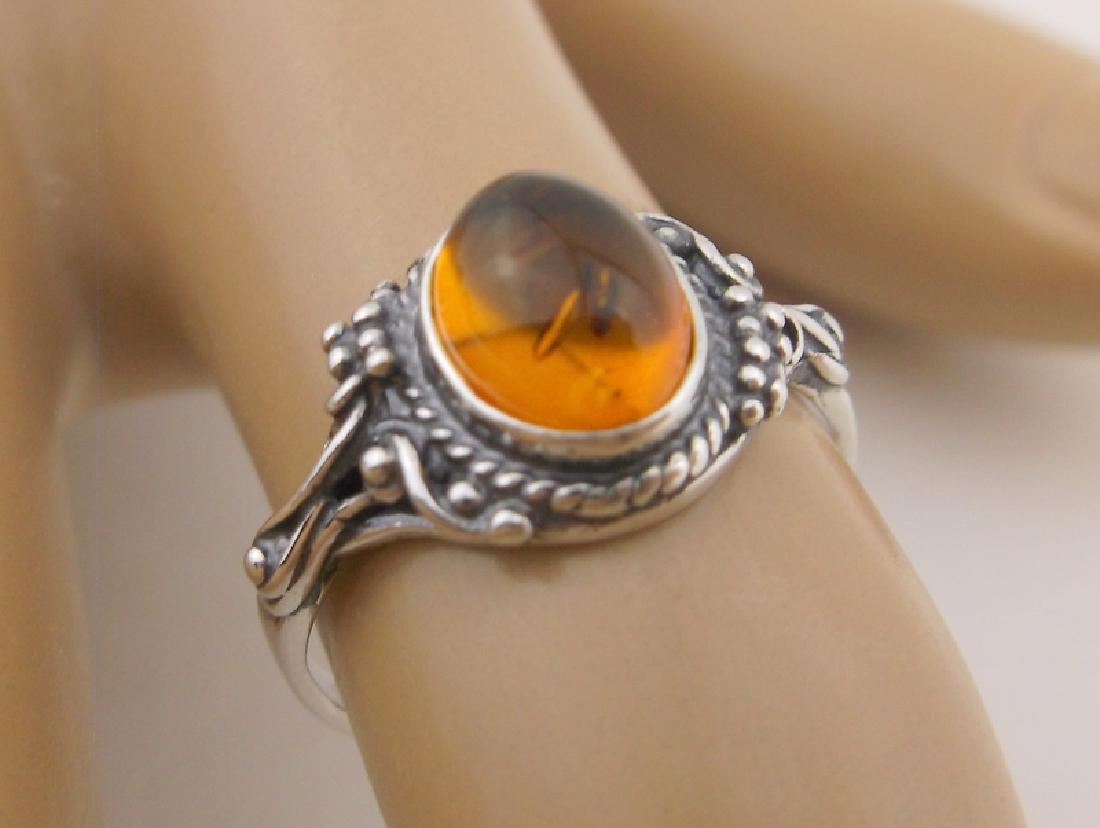 New Sterling Silver Genuine Amber Ring 5.5 (1 of 1)