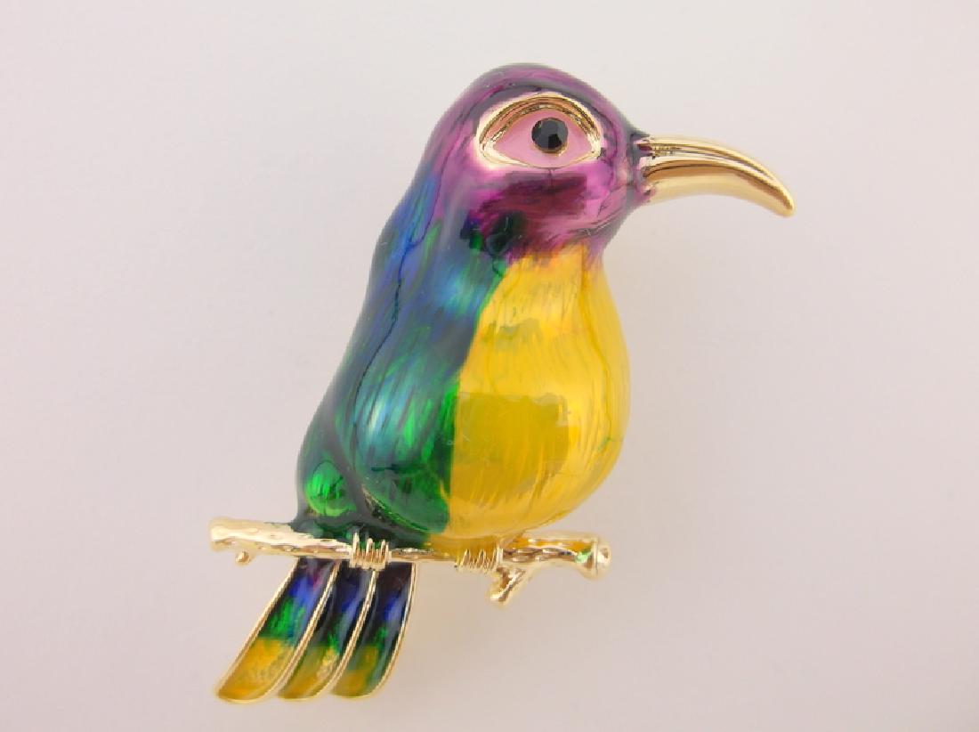 Stunning Large Enameled Rhinestone Bird Brooch (1 of 1)