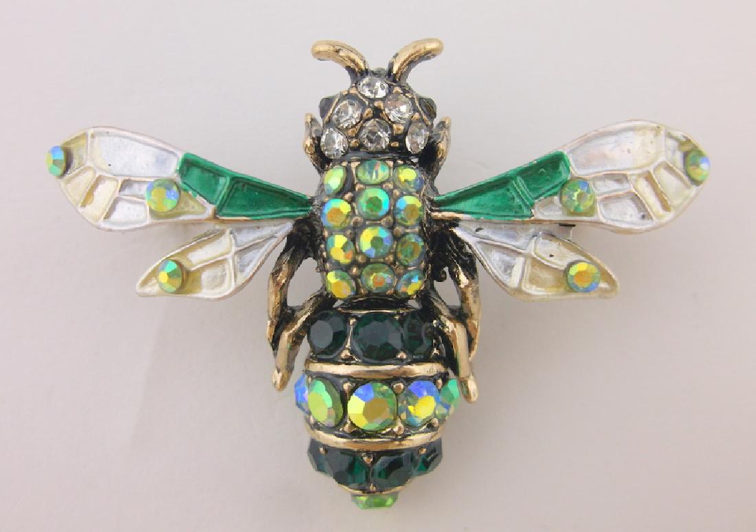 Stunning Enameled Rhinestone bee Insect Brooch Pendant (1 of 1)