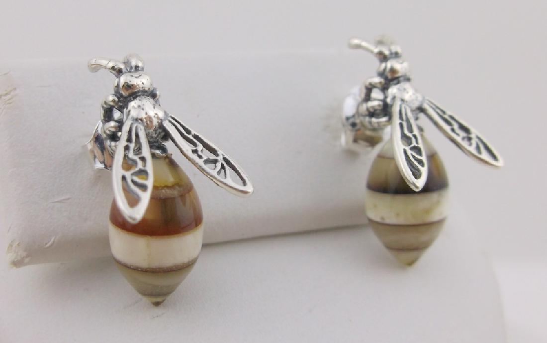 New Sterling Silver Genuine Amber Bee Stud Earrings (1 of 2)