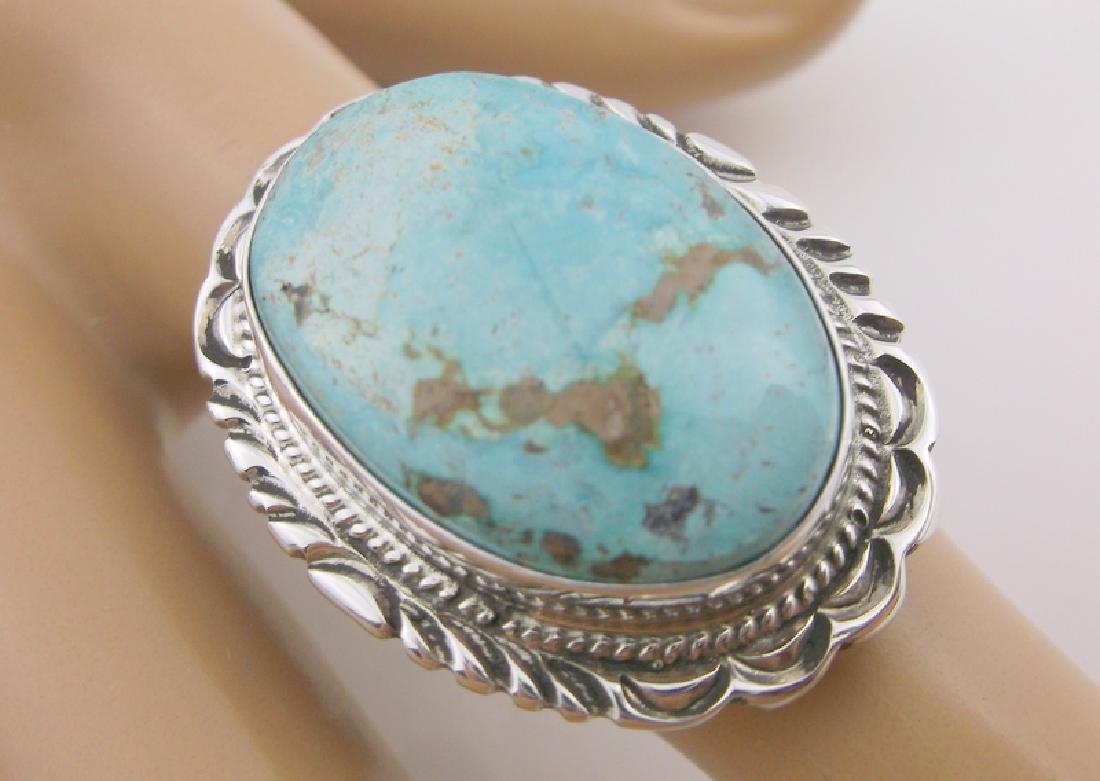 Cecil Skeets Navajo Sterling Carico Lake Turquoise Ring (1 of 4)