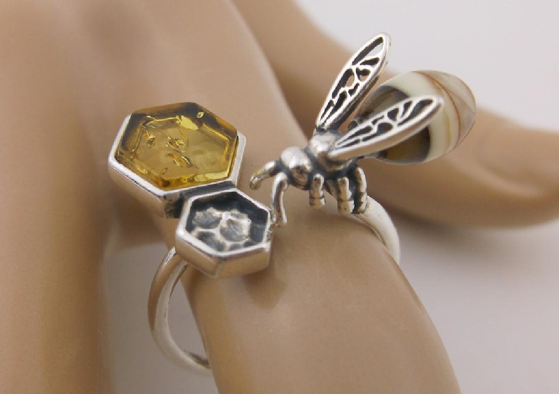 Incredible New Sterling Genuine Amber Bee Ring 7 (1 of 5)