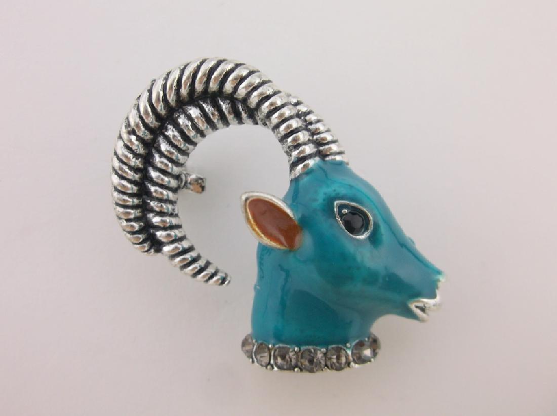 Stunning Enameled Rhinestone Ram Brooch (1 of 1)