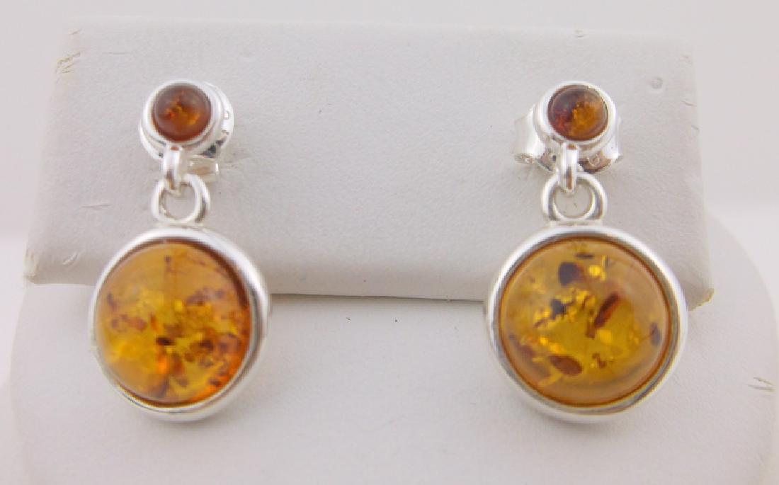 New Sterling Silver Genuine Amber Stud Earrings (1 of 1)