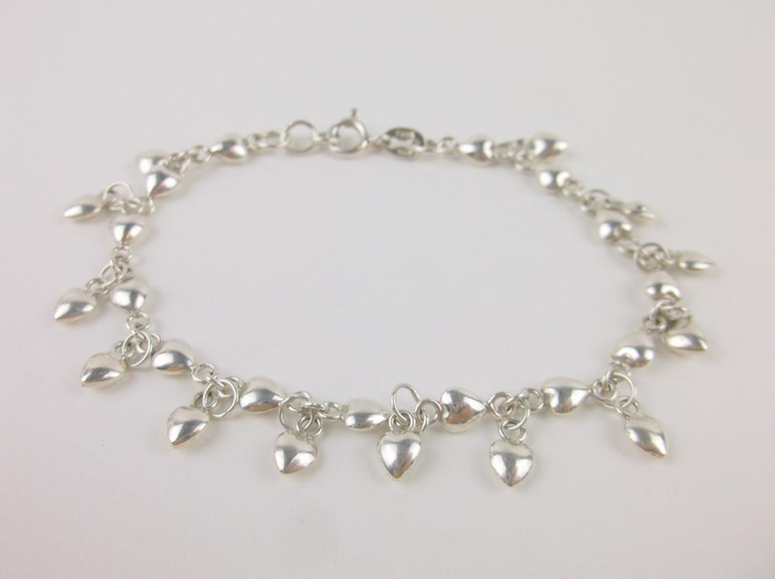Stunning Sterling Silver Heart Charm Bracelet 7" (1 of 1)