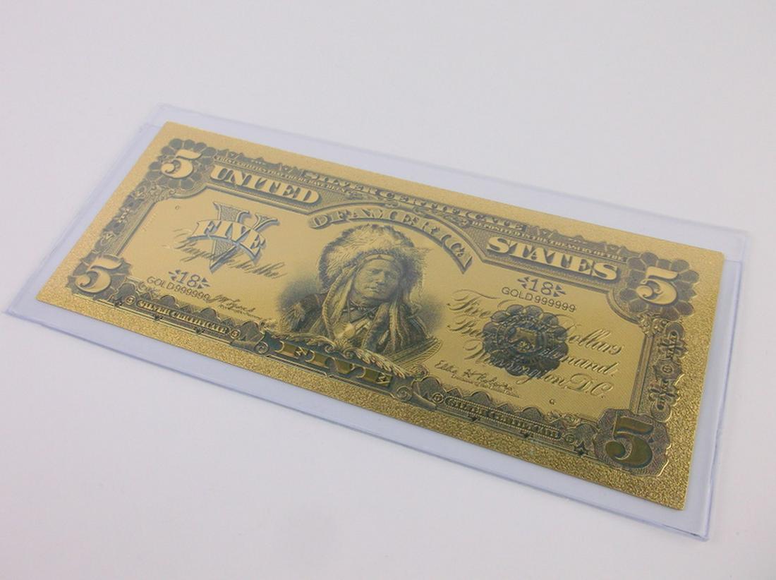 24kt Gold Five Dollar Bill (1 of 4)