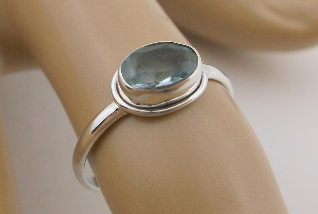 New Sterling Silver Blue Gemstone Ring 6.5 (1 of 1)