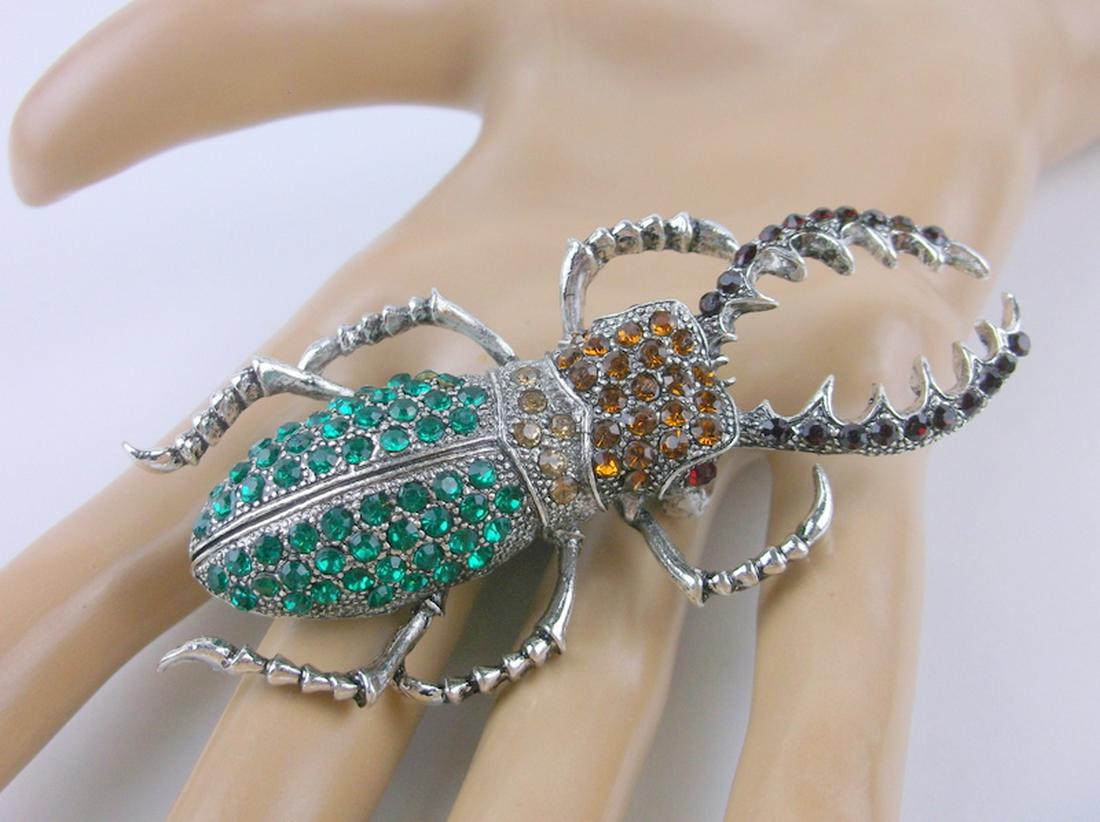 Stunning Large Rhinestone Beetle Brooch Insect (1 of 1)