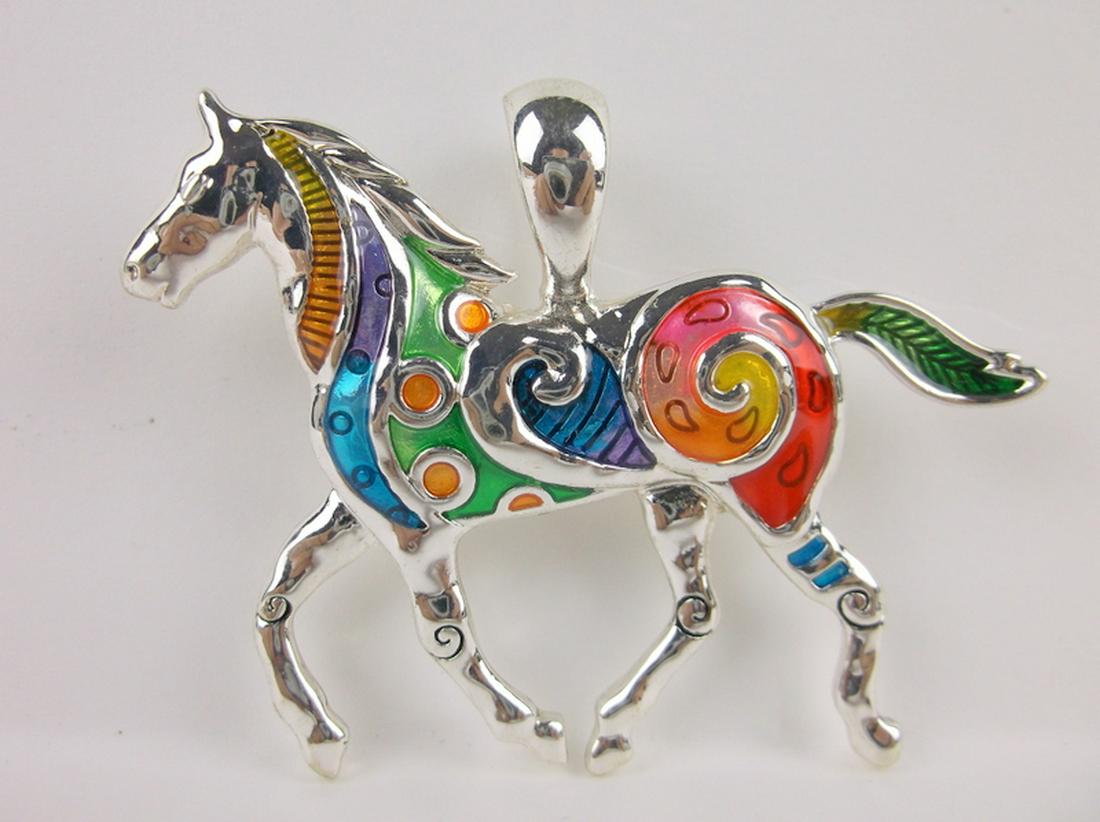 Stunning Large Enameled Horse Pendant (1 of 1)