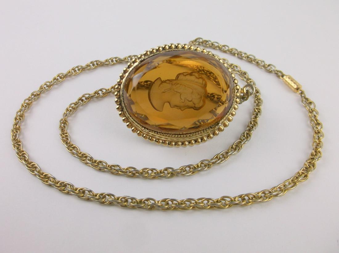 Gorgeous Large Antique Cameo Brooch Necklace 24" (1 of 4)