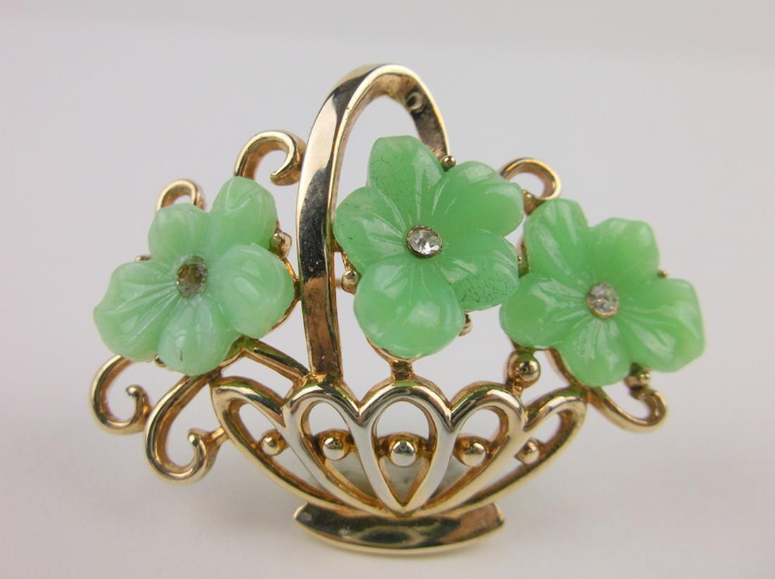 Stunning Rare Antique Trifari Flower Basket Brooch (1 of 3)