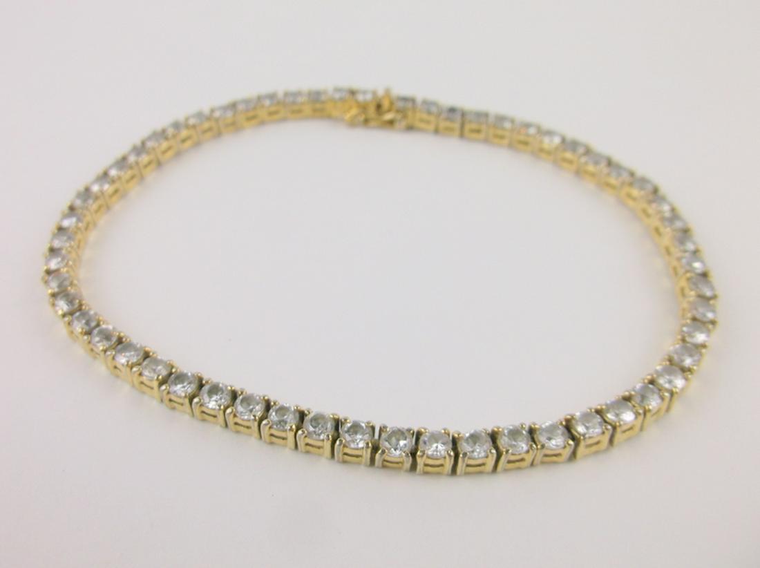 Stunning Gold Over Sterling Tennis Bracelet 8.25": Guaranteed Solid 925 Sterling Silver, in Excellent Condition